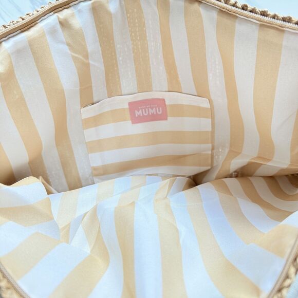 NWT Show Me Your Mumu Sunseeker Tote Bag Canvas Straw Slouchy White Beige Large - Picture 4 of 10